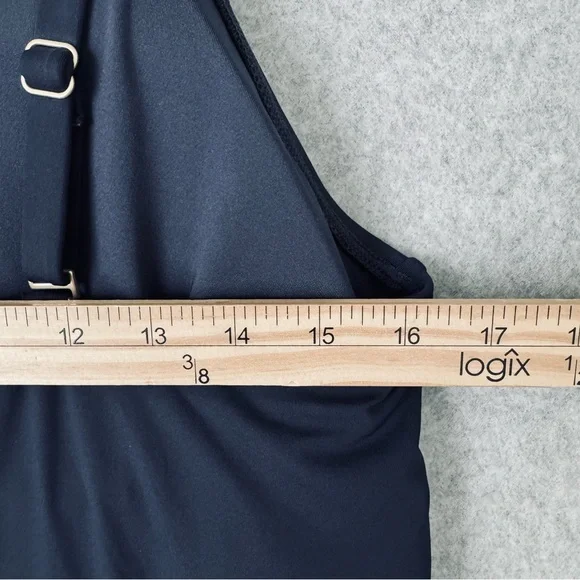 Lands End V Neck Tulip Wrap One Piece Swimsuit Swim Dress Size XXL Blue New - Picture 12 of 14